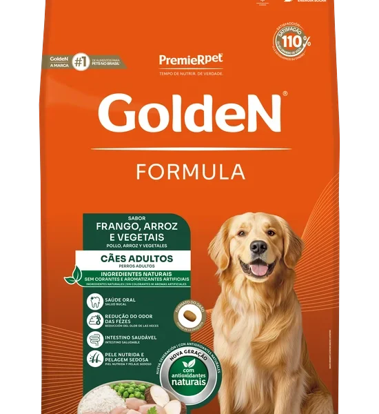 Ração Golden Formula Cães Adultos Frango, Arroz e Vegetais 15 kg