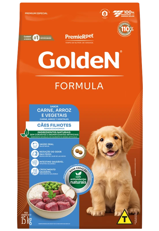 Ração Golden Fórmula para Cães Filhotes Carne e Arroz 15 kg