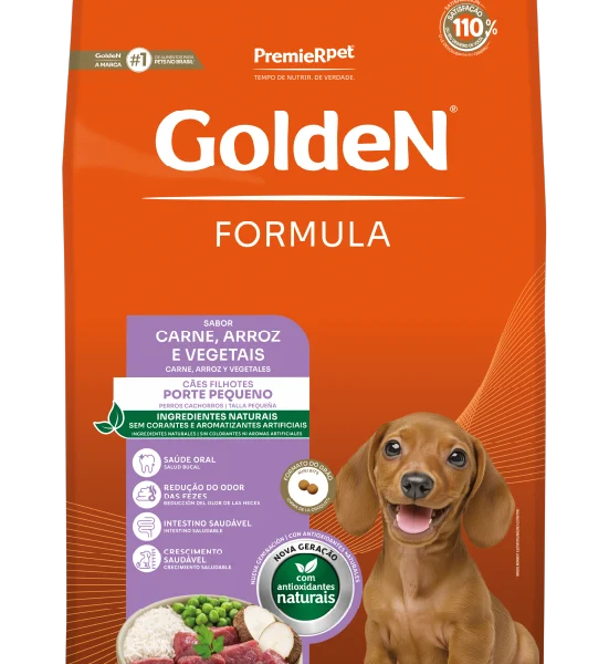 Ração Golden Formula Cães Filhotes Raças Pequenas Carne  Arroz e vegetais  3 kg