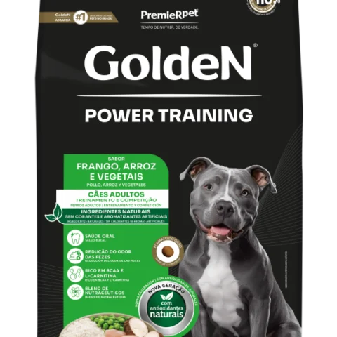 Ração GoldeN Power Training para Cães Adultos Sabor Frango e Arroz 15Kg