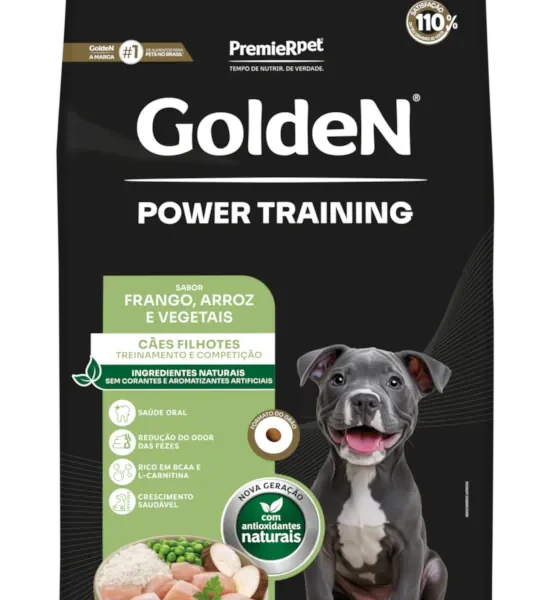 Ração GoldeN Power Training para Cães Filhotes Sabor Frango e Arroz 15Kg