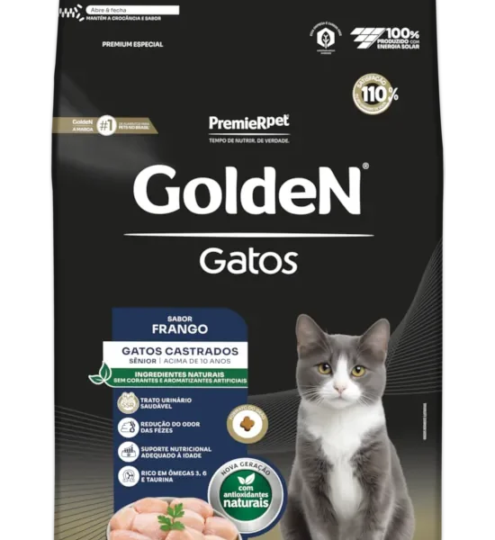 Ração Golden para Gatos Sênior Castrados Sabor Frango 3KG