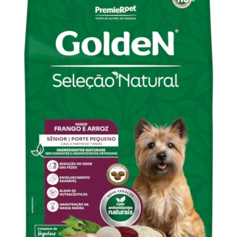 Ração Golden Seleção Natural Cães Sênior Porte Pequeno Frango e Arroz 3 kg