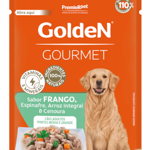 Ração Úmida Golden Gourmet para Cães Adultos de Porte Médio e Grande Sabor Frango 85g