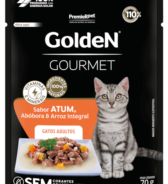 Ração Úmida Golden Gourmet para Gatos Adultos Sabor Atum & Abóbora 70g