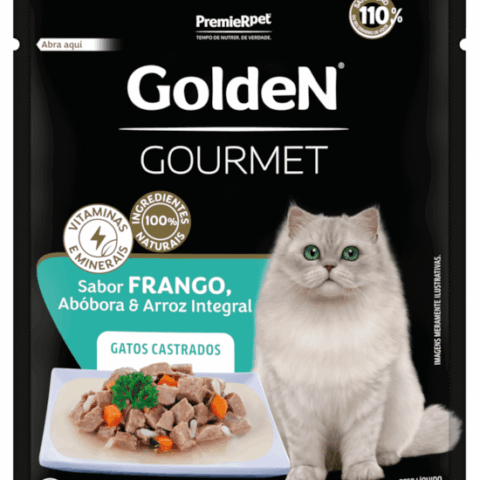 Ração Úmida Golden Gourmet para Gatos Castrados Sabor Frango 70g