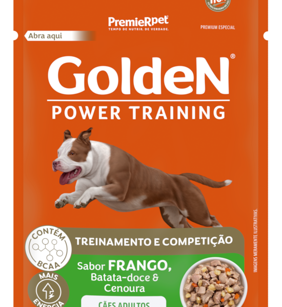 Ração Úmida Golden Power Training para Cães Adultos Sabor Frango, Batata Doce e Cenoura 85 g