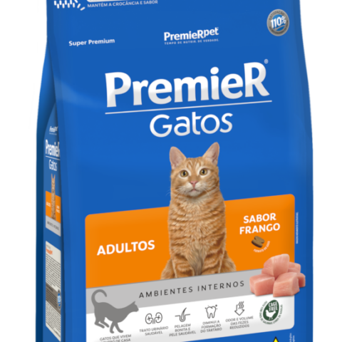 Ração Premier Ambientes Internos Gatos Adultos Frango 1,5 kg