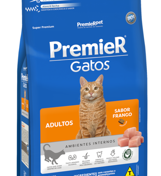 Ração Premier Ambientes Internos Gatos Adultos Frango 1,5 kg