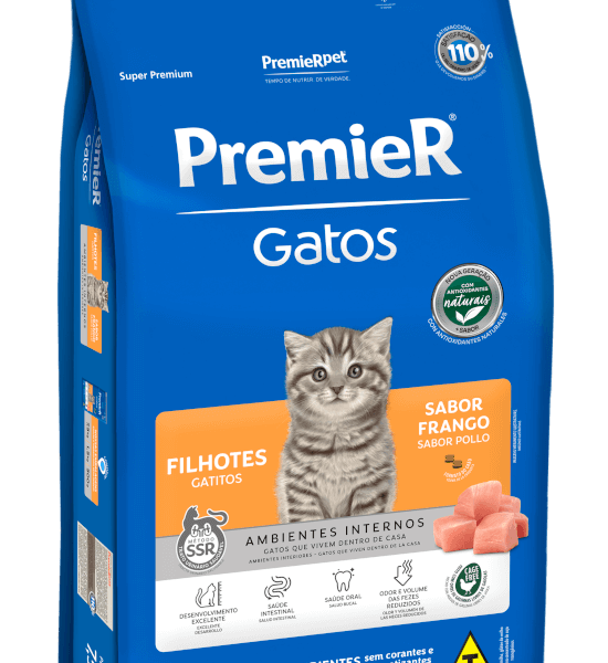 Ração Premier Ambientes Internos Gatos Filhotes Frango 1,5 kg