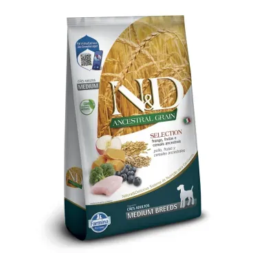 Ração N&D Ancestral Grain Selection Cães Adultos Raças Médias 15 kg