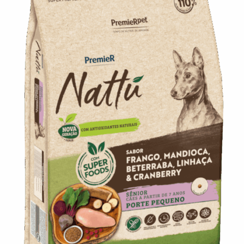 Ração Premier Nattu para Cães Sênior de Porte Pequeno Sabor Frango e Mandioca 10,1 Kg