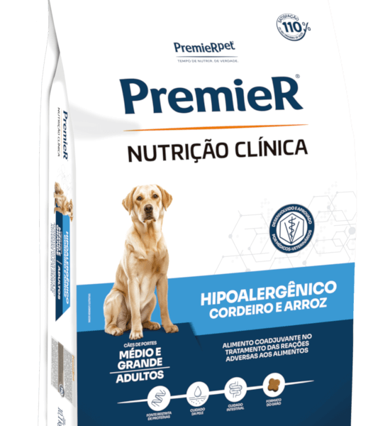 Ração Premier Nutrição Clínica Hipoalergênico Cães Médio e Grande Porte Cordeiro e Arroz 10,1 kg