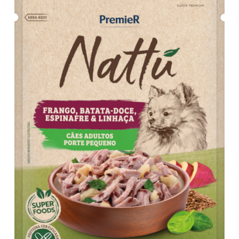 Ração Úmida Premier Nattu Cães Adultos Porte Pequeno Frango e Batata-Doce 85 g