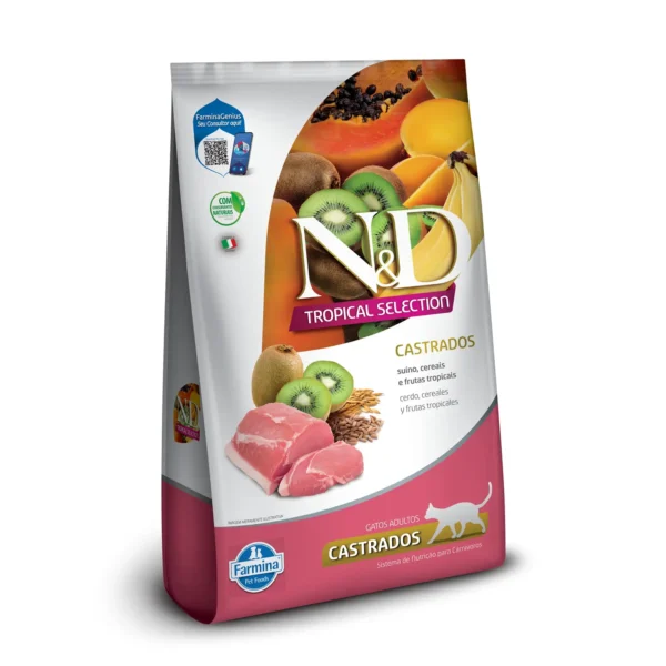 Ração N&D Tropical Selection Gatos Adultos Castrados Suíno 1,5 Kg
