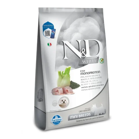 Ração N&D White Cães Adultos  Mini Raças Sabor Merluza  2,0 Kg