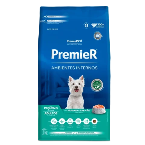Ração Premier Ambientes Internos Cães Adultos Raças Pequenas Frango e Salmão 2,5 kg
