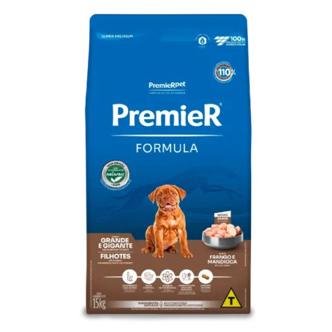Ração Premier Formula Cães Filhotes Raças Grandes e Gigantes Frango e Mandioca 15 kg
