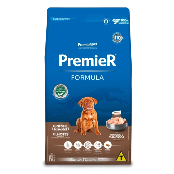 Ração Premier Formula Cães Filhotes Raças Grandes e Gigantes Frango e Mandioca 15 kg