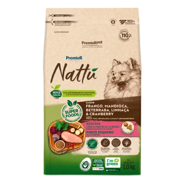 Ração Premier Nattu Cães Adultos Pequeno Porte Mandioca 2,5 kg