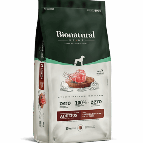 RAÇÃO BIONATURAL CÃES ADULTOS   RAÇAS GRANDES E GIGANTES CORDEIRO 15 KG