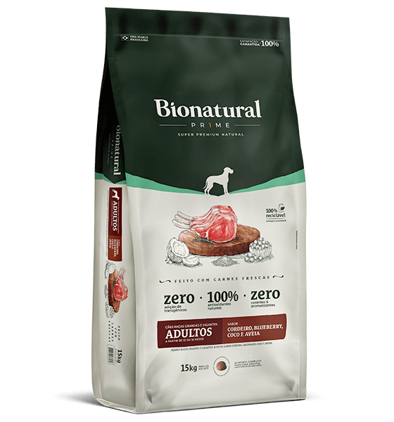 RAÇÃO BIONATURAL CÃES ADULTOS   RAÇAS GRANDES E GIGANTES CORDEIRO 15 KG