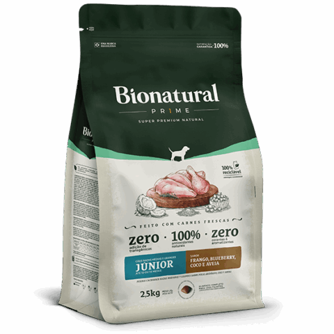 RAÇÃO BIONATURAL CÃES RAÇAS MÉDIAS E GRANDE   JUNIOR  FRANGO 15KG