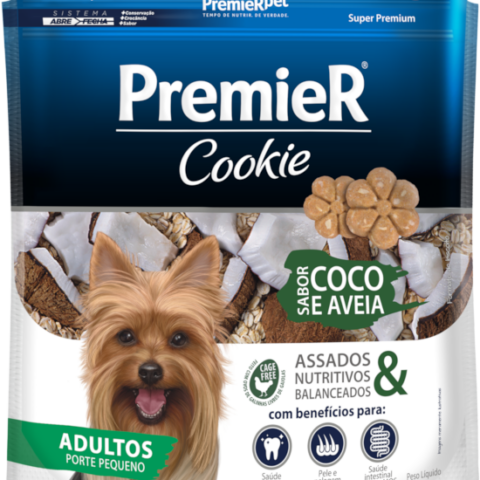 COOKIE PREMIER RACAS PEQ.AD COCO E AVEIA 250 G