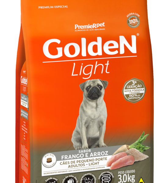 Ração Golden Fórmula Light Mini Bits Cães Adultos Raças Pequenas Frango e Arroz 3,0 kg