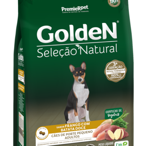 Ração Golden Seleção Natural Cães Adultos Porte Pequeno Frango com Batata-Doce 3 kg