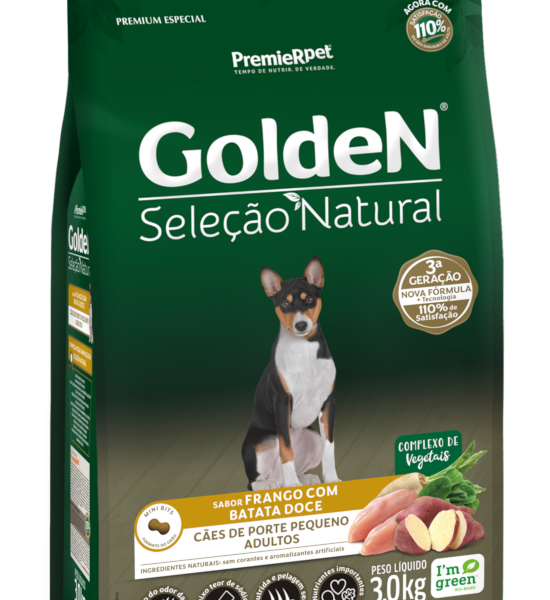 Ração Golden Seleção Natural Cães Adultos Porte Pequeno Frango com Batata-Doce 3 kg