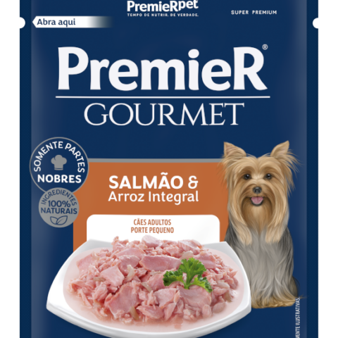 Ração Úmida Premier Gourmet Para Cães Adultos Porte Pequeno  Sabor Salmão e Arroz Integral 85 g