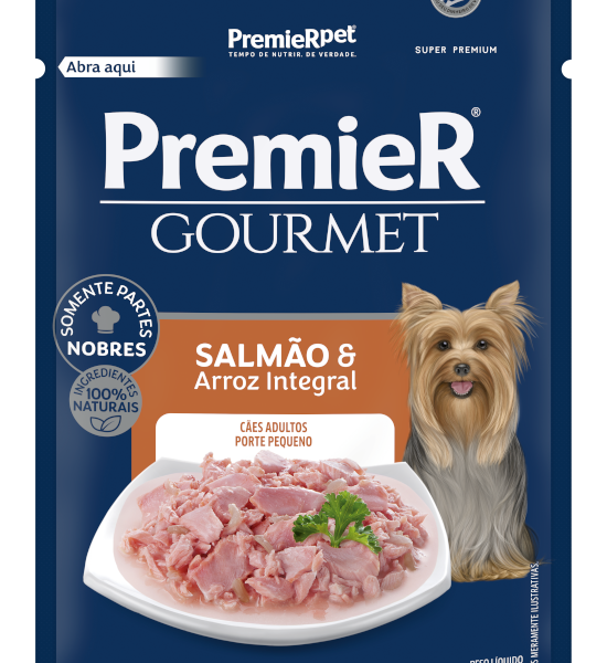 Ração Úmida Premier Gourmet Para Cães Adultos Porte Pequeno  Sabor Salmão e Arroz Integral 85 g