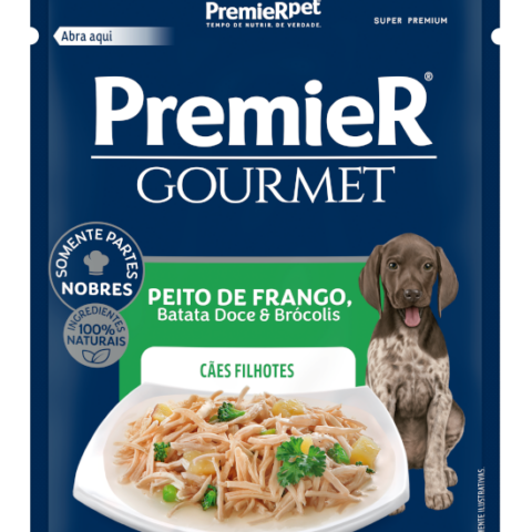 Ração Úmida Premier Gourmet para Cães Filhotes Sabor Peito de Frango, Batata Doce e Brócolis 85g