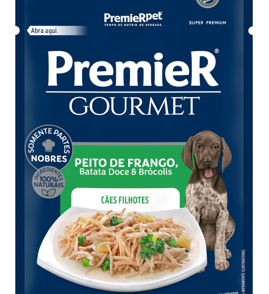 Ração Úmida Premier Gourmet para Cães Filhotes Sabor Peito de Frango, Batata Doce e Brócolis 85g