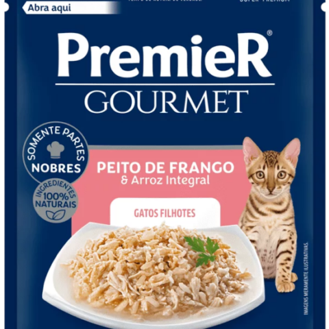Ração Úmida Premier Gourmet para Gatos Filhotes Sabor Peito de Frango e Arroz Integral 70g