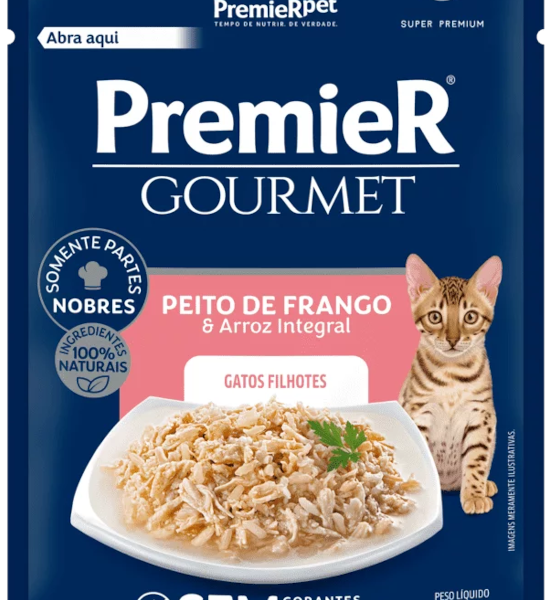 Ração Úmida Premier Gourmet para Gatos Filhotes Sabor Peito de Frango e Arroz Integral 70g