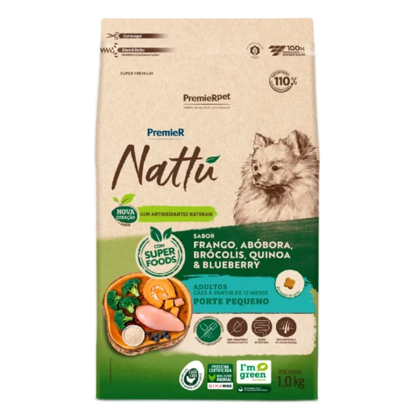 Ração Premier Nattu Cães Adultos Pequeno Porte Abóbora