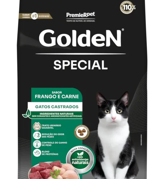 Ração Golden Special Gatos Adultos Castrados Frango e Carne