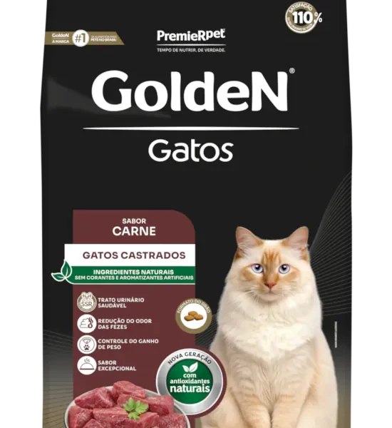 Ração Golden Sabor Carne Para Gatos Castrados Adultos