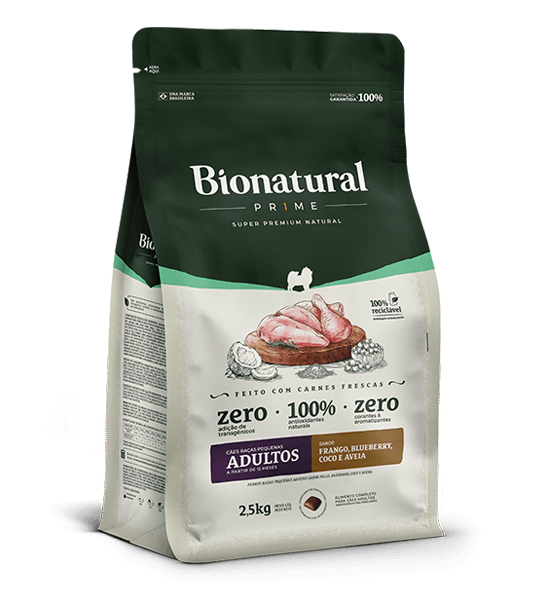RAÇÃO BIONATURAL CAES RAÇAS PEQ  ADULTO  FRANGO