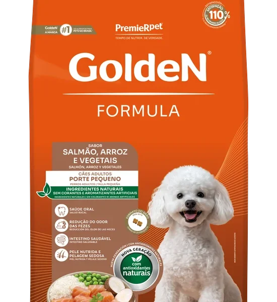 Ração Golden Fórmula Cães Adultos Raças Pequenas Salmão e Arroz