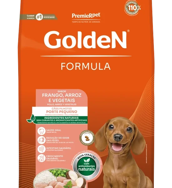 Ração Golden Fórmula Mini Bits para Cães Filhotes de Porte Pequeno Sabor Frango e Arroz